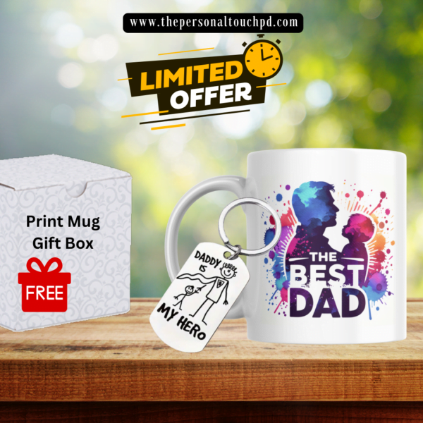 The Best Dad Mug and Keyring gift Set - Father and Son Print